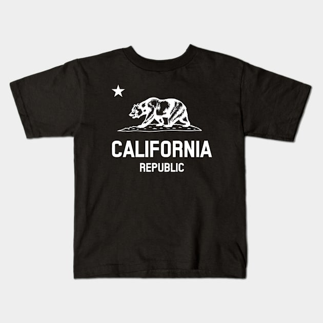 California Republic 'bear flag revolt' - white print Kids T-Shirt by retropetrol